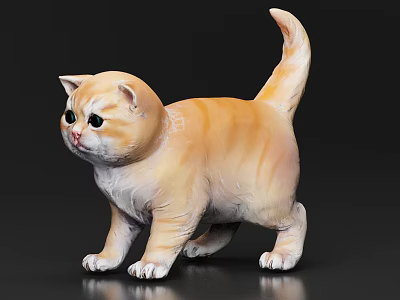 Orange Reptile Figurine With White Claws And Tail On Black Background 3d model