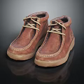 Brown Leather Ankle Boots With Lace Up Design And Light Brown Soles