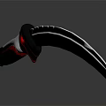 Modern Knife With Red And White Handle And Yellow Streamlined Blade