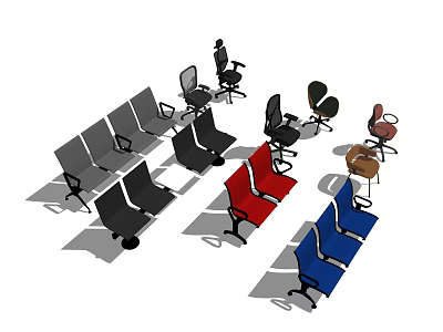 Various Office Chairs Featuring Different Colors Styles And Designs For Workspace 3d model
