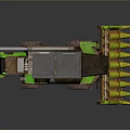 Green Brown BioTechno Combine Harvester With Yellow Reaper Parts And Wheels