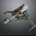 Futuristic Cosmic Spacecraft Model With Metallic Wings Red Core And Detailed Structure
