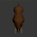 Fierce Brown Red Wild Boar 3D Model With Long Tusks And Red Eyes