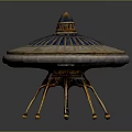 Vintage Style Decorative Art Piece With Blue Gold Dome And Multi Legged Base