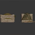 Rustic Stone Landscape Components Covered With Green Plants And Moss