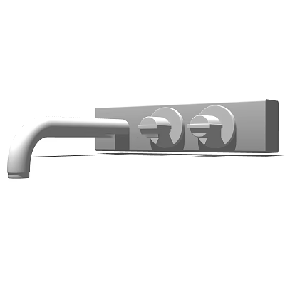 Modern Metal Faucet With Two Round Handles And Curved Spout Design 3d model