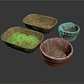 Handwoven Storage Baskets for Home in Various Sizes with Round Items 3d model