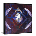Abstract Geometric Art Painting With Dark Background And Colorful Shapes On Wall
