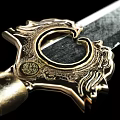 Ancient Decorative Sword With Steel Blade Golden Hilt And Gemstone Accent