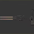 Futuristic Sci-Fi Weapon With Detailed Mechanical Structure And Red Accent Lines