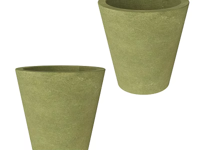 Two Green Tapered Ceramic Pots for Modern Home Decor and Plant 3d model