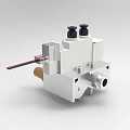 Industrial Equipment With White Body Black Top Ports Brass Connectors And Red Slender Wire