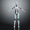 Futuristic Humanoid Robot With White Blue Mechanical Structure And Standing Pose 3d model