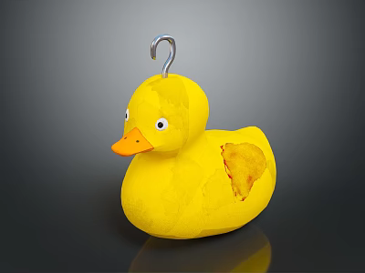 Yellow Rubber Duck Furniture Decor With Orange Beak Hook And Soft Plush Material 3d model