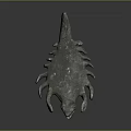 Detailed Bronze Crab Sculpture With Claws And Pointed Tail On Metallic Surface