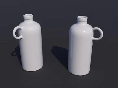 Two White Kitchen Spice Bottles With Handle And Simple Design 3d model