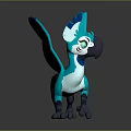 Cartoon Fantasy Character Featuring Blue Winged Spotted Cat Like Creature