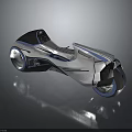 Space Inspired Futuristic Motorcycle With Aerodynamic Body And Cosmic Silver Finish For Interstellar Exploration Concept