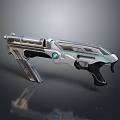 Futuristic Gun With Silver Metallic Body Blue Glowing Lines And Tech Inspired Design