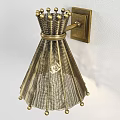 Elegant Vintage Brass Wall Lamp With Mesh Lampshade Decorative Balls And Wall Mounted Design