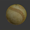 Vintage Worn Baseball Sports Equipment With Red Stitching And Leather Surface