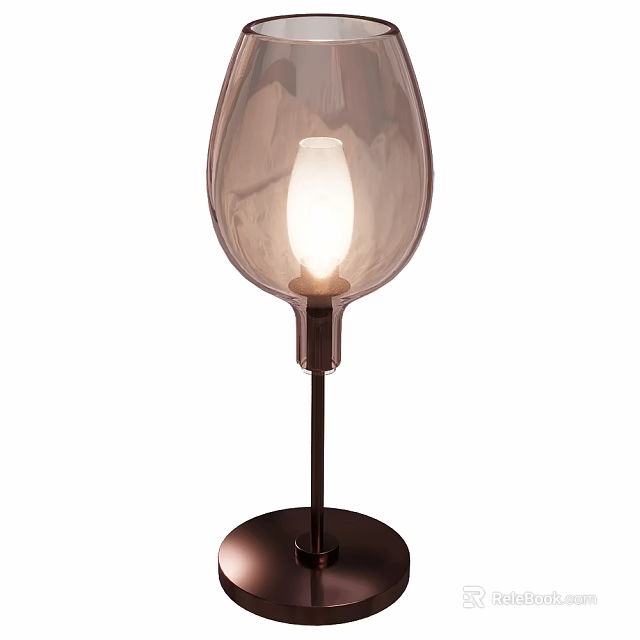 Contemporary Table Lamp Featuring Frosted Glass Shade And Bronze Metal Base With Warm Glow 3d model 