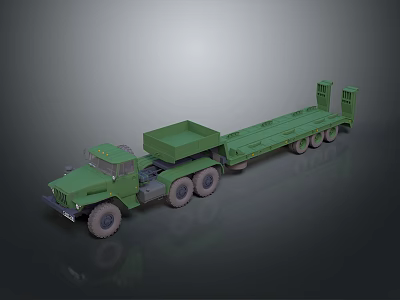Green Military Flatbed Vehicle Featuring Multi Wheel Cab And Storage Compartment Design 3d model