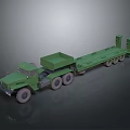 Green Military Flatbed Vehicle Featuring Multi Wheel Cab And Storage Compartment Design 3d model