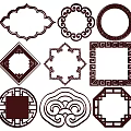 New Chinese Style Flower Lattice Window Carved Hollow Carved Window Corner Carved Gypsum Line Carved Window Pattern Carved 3d model