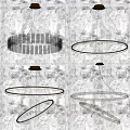 Modern Stylish Circular Ring Chandeliers Featuring Metallic Frame And LED Lighting 3d model
