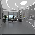 Modern Nurse Station Corridor With White Walls Decorative Paintings And Green Plants