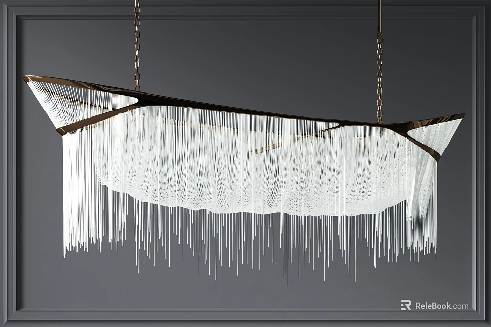 Modern Elegant Crystal Chandelier With Fringe Glass Details And Metal Hanging Structure 3d model 