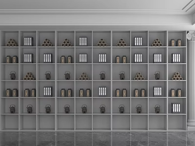 Organized Storage Cabinet Rack With Multiple Compartments And Storage Containers In Modern Room 3d model