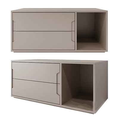 Light Gray Modern Entryway Console And Side Cabinet With Drawers Open Shelf Storage 3d model