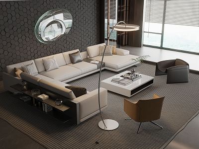 Modern Poliform Sofa Coffee Table Combination 3d model