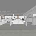Modern Public Office Space With Open Layout Workstations And Ergonomic Chairs 3d model
