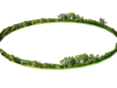 Lush Arbor Trees Creating Circular Natural Landscape With Green Grass And Foliage 3d model
