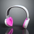 Stylish Pink White Headphones With Heart Shaped Ear Cups For Audio Listening Experience