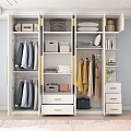 Organized Wardrobe With Hanging Clothes Folded Clothes Storage Boxes Bags And Drawers