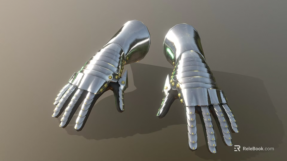 Medieval Silver Metal Armor Gloves Weapon For Historical Combat Defense Use 3d model 