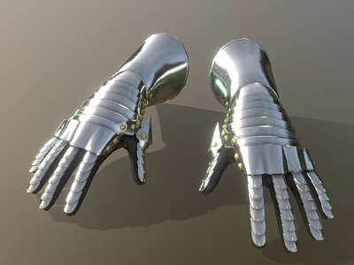 Medieval Silver Metal Armor Gloves Weapon For Historical Combat Defense Use 3d model