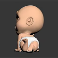 Cute Baby Crawling on Smooth Surface Wearing White Diaper 3D Illustration