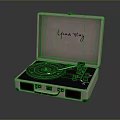 Open Suitcase Turntable With Portable Design And Your Story Text On Interior