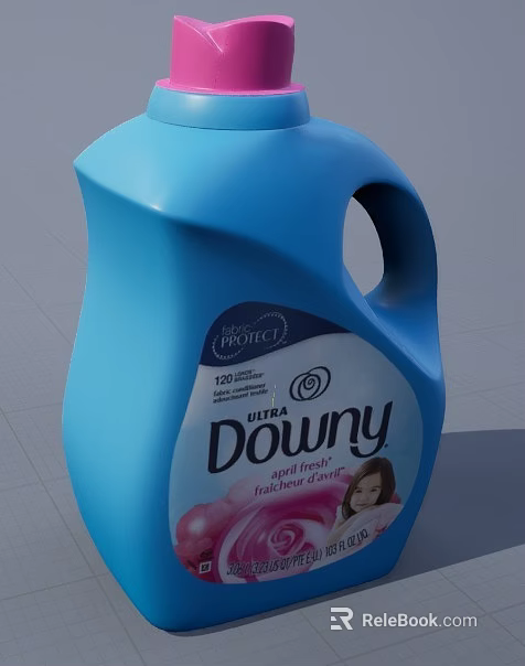 Ultra Protect Downy Fabric Softener with Soft Fresh Fragrance in Blue Bottle 3d model 