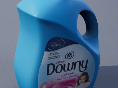 Ultra Protect Downy Fabric Softener with Soft Fresh Fragrance in Blue Bottle 3d model