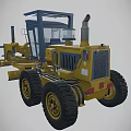 Yellow Heavy Duty Grader with Large Tires Cab and Mechanical Structure 3d model