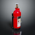 Red Fire Extinguisher with Black Bracket for Safety Protection on Dark Background