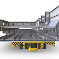 Heavy Duty Yellow Functional Vehicle Trailer Transporting Large Steel Structures