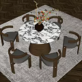Quiet Ancient Round Dining Table and Chair 3d model