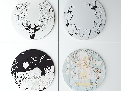 Modern round frame painting decorative painting model